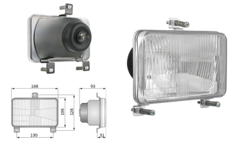 Fényszóróbetét, H4 típusú, lyuktávolság 130x128 (fények: tompított, távolsági)