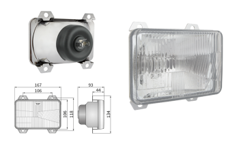 Fényszóróbetét, H4 típusú, lyuktávolság 106x118 (fények: tompított, távolsági)