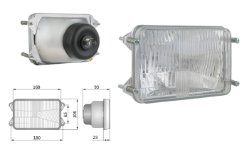 Fényszóróbetét, H4 típusú, lyuktávolság 180x65 (fények: tompított, távolsági, parkoló)