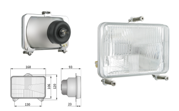 Fényszóróbetét, H4 típusú, lyuktávolság 130x120 (fények: tompított, távolsági, parkoló)