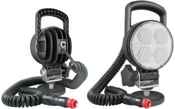 LED munkalámpa mágneses tartóval, spirál kábeles, kapcsolóval