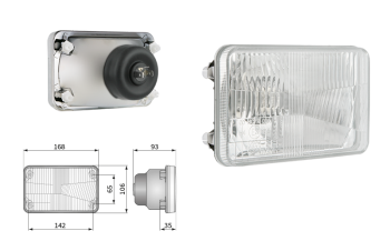 Fényszóróbetét, H4 típusú, lyuktávolság 142x65 (fények: tompított, távolsági)