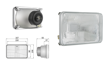 Fényszóróbetét, H4 típusú, lyuktávolság 150x90 (fények: tompított, távolsági, parkoló)