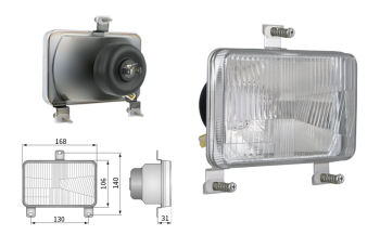 Fényszóróbetét, H4 típusú, lyuktávolság 130x140 (fények: tompított, távolsági, parkoló)