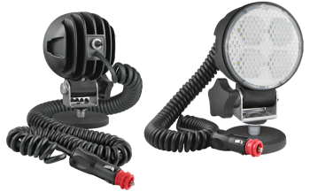 LED munkalámpa mágneses tartóval, spirál kábeles, kapcsolóval