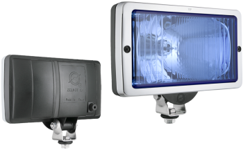 Halogén távolsági fényszoró krómozott kerettel - kék