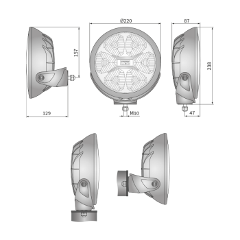 FERVOR 220 távolsági fényszórók és LED helyzetjelzők BLACK SERIES