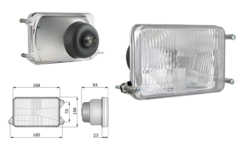 Fényszóróbetét, H4 típusú, lyuktávolság 185x70 (fények: tompított, távolsági)