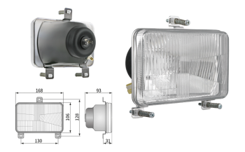 Fényszóróbetét, H4 típusú, lyuktávolság 130x128 (fények: tompított, távolsági, parkoló)