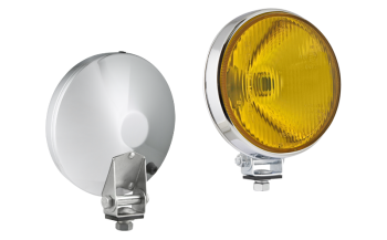 Halogén távolsági fényszóró fém krómozott ház - sárga