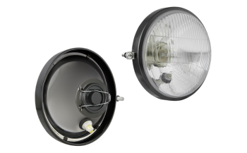 Fényszóróbetét, R2 típusú fém kerettel - bal (fények: tompított, távolsági, parkoló)