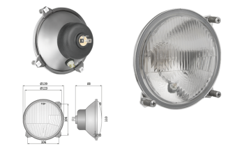 Fényszóró R2 típusú - jobb oldali közlekedés (fények: tompított, távolsági, parkoló)