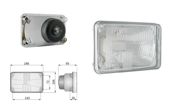 Fényszóróbetét, H4 típusú, lyuktávolság 143x72 (fények: tompított, távolsági)