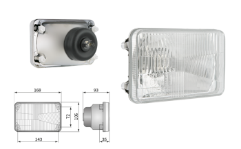 Fényszóróbetét, H4 típusú, lyuktávolság 143x72 (fények: tompított, távolsági)