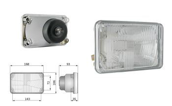 Fényszóróbetét, H4 típusú, lyuktávolság 143x72 (fények: tompított, távolsági, parkoló)