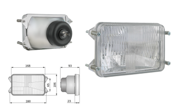 Fényszóróbetét, H4 típusú, lyuktávolság 180x65 (fények: tompított, távolsági)